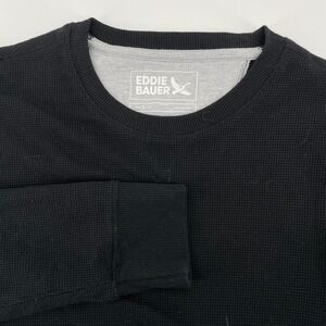 Eddie Bauer Men's Small Black Waffle Knit Thermal Long Sleeve Crew Neck Shirt